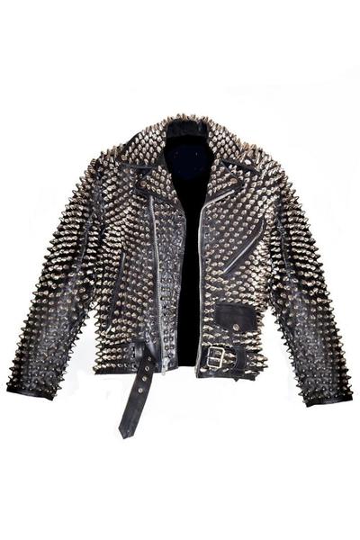 Men Black Leather Fully Studded Jacket, Rock Punk Fashion Jacket, Studded Leather Jacket, Biker Jacket