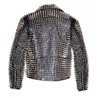 Men Black Leather Fully Studded Jacket, Rock Punk Fashion Jacket, Studded Leather Jacket, Biker Jacket - Thumbnail 1