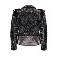 Men Black Rock Punk Studded Leather Jacket, Biker Fashion Jacket, Racer Jacket - Thumbnail 4