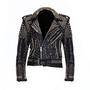 Men Black Rock Punk Studded Leather Jacket, Biker Fashion Jacket, Racer Jacket-1