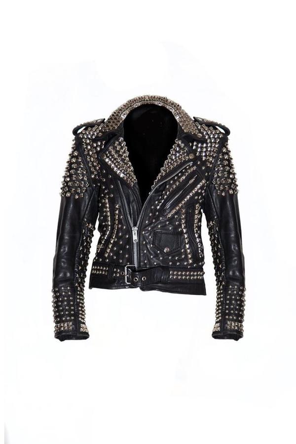 Men Black Rock Punk Studded Leather Jacket, Biker Fashion Jacket, Racer Jacket