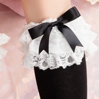 Harajuku new lolit lace multi-layer lace bow cotton tube socks - Thumbnail 2