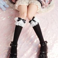 Harajuku new lolit lace multi-layer lace bow cotton tube socks - Thumbnail 4
