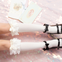Harajuku new lolit lace multi-layer lace bow cotton tube socks - Thumbnail 7