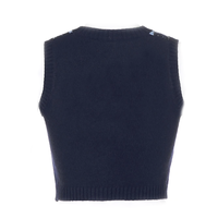 Free Shipping-90s BLUE ARGYLE VEST SWEATER - Thumbnail 3