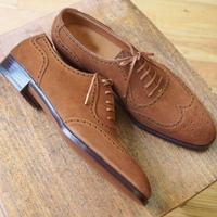 New Christmas Sale Brown Wingtip Oxfords Brogue Suede Formal Lace Up Shoes - Thumbnail 1