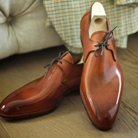 Out class finishing brown leather skin Chukka dress handmade lace up shoes - Thumbnail 1