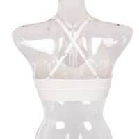 Black and White Lace Bralette Crop Top - Thumbnail 3