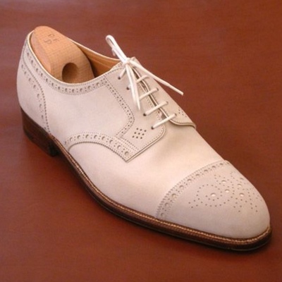 New handmade cow white leather shoes,cap toe bespoke brogue lace up christmas sale shoes - Thumbnail 5