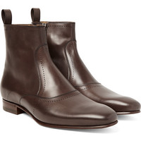 Handmade Men brown ankle leather boot, Men formal leather boot, Men boot - Thumbnail 1