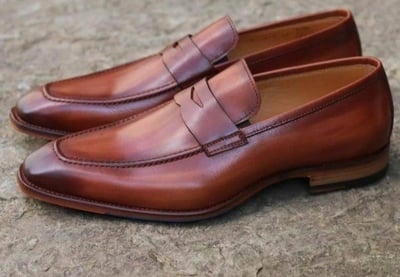 Handmade Decent Two Tone Penny Loafer Leather  Office Wear Men's Shoes