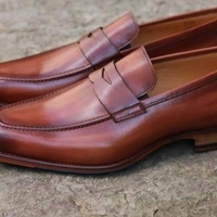Handmade Decent Two Tone Penny Loafer Leather  Office Wear Men's Shoes - Thumbnail 1
