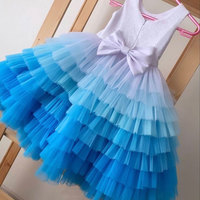 Gradient Blue Flower Girl Dresses Pageant Dress for Kid - Thumbnail 1