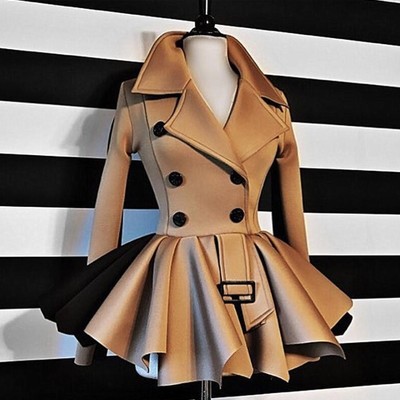 Autumn and winter ruffled stylish coat
