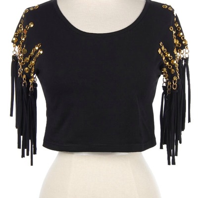 Gold all in my sleeve crop tee
