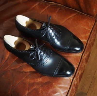 Western Style Oxfords Black Cap Toe Hand Stitch Leather Christmas Gift Lace Up Shoes