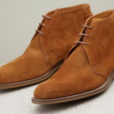 Classic adult handmade stitch brown chukka suede lace up hiking formal wear boot - Thumbnail 4