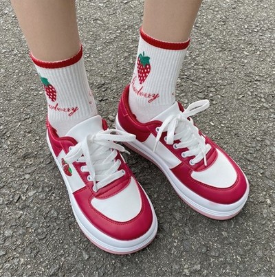 Cute Lace up Strawberry Sneakers