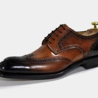 Decent Oxfords Two Tone Wingtip Brogue Leather Shoes,Hand Stitch Lace Up Wedding Shoes - Thumbnail 1