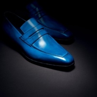 Best Style Casual Wear penny Loafer Slips On Shoes, Handmade Blue Leather Loafer Shoes - Thumbnail 1