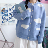 JK Sweet Cloud Pastel Blue Knit Cardigan - Thumbnail 3