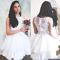 Pretty A-Line White Homecoming Dresses ,Lace Hoco Dresses - Thumbnail 1