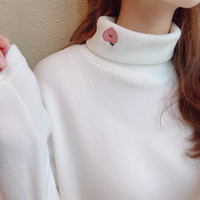 Turtleneck Embroidery Fleece T-shirt - Thumbnail 4