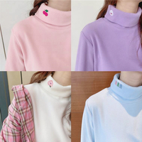 Turtleneck Embroidery Fleece T-shirt - Thumbnail 8