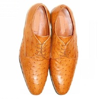 Handmade Men Ostrich texture tan formal dress shoes with lace up closure - Thumbnail 4