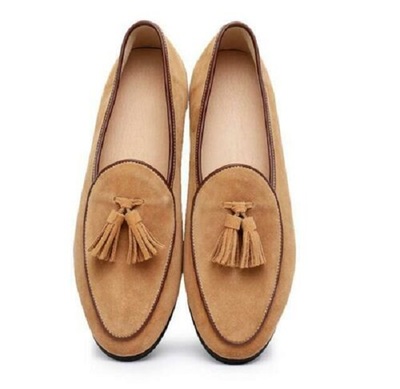 Men Real Suede Slip On Loafers Fashion Dress Casual Party Tassels Shoes England 