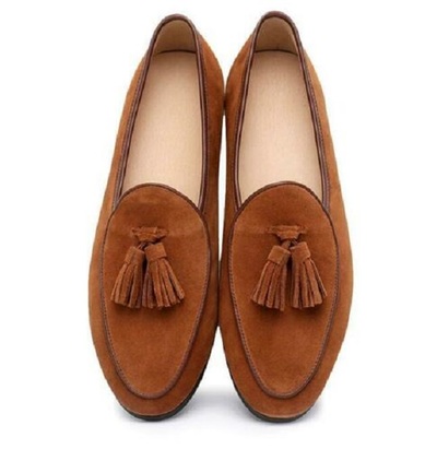 Mens Real Suede Slip On Loafers Fashion Dress Casual Party Tassels Shoes