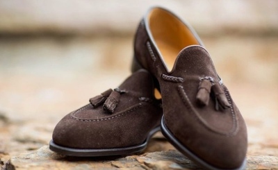 Hot Sale Christmas Gift Hand Stitch Chocolate Brown Tassels Loafer Suede Formal Men's Shoes