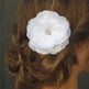 White Bridal Peony Rose Hair Comb - Rhinestone center-1