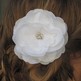 White Bridal Peony Rose Hair Comb - Rhinestone center-2