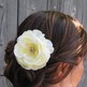 Pale Yellow Silk Rose Bridal Comb with Rhinestones-2