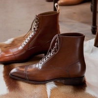 Brown Outerwear Decent Design Captoe Ankle High LaceUp Formal Occasions Boot Handmade Edition - Thumbnail 1