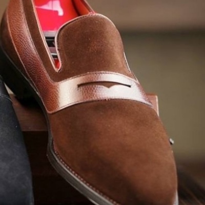 Choco brown christmas penny style loafer dress formal handmade shoes limited edition