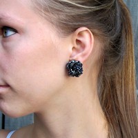 Vintage Glass Bead Clip On Earrings - Made in Italy - Thumbnail 1