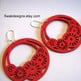 Red Bohemian Wooden Earrings - Handmade Laser Cut-1