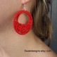 Red Bohemian Wooden Earrings - Handmade Laser Cut-2