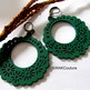 Green Hoop Wood Pierced Earrings, Bohemian Filigree style-1