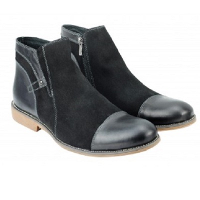 Ankle boots black color zipper closer cap toe suede man leather shoes - Thumbnail 2