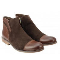 Ankle Boots Brown Color Zipper Closer Cap Toe Suede Man Leather Shoes - Thumbnail 4