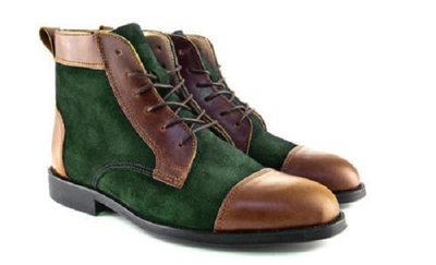 Ankle Boots Two Tone Cap Toe Suede Leather Lace Up Man Leather Shoes