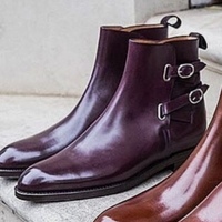 Christmas Sale Handmade Purplish Genuine Leather Men's And Adult Boot - Thumbnail 1
