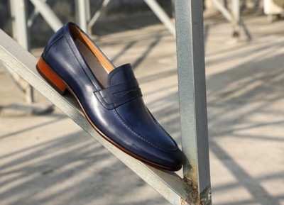 Handmade Decent Navy Loafer Moccasin Genuine Leather Christmas Sale Shoes