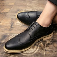 Black Oxford Genuine Leather Brogue Toe Superior Natural Color Sole Handmade Shoes - Thumbnail 4