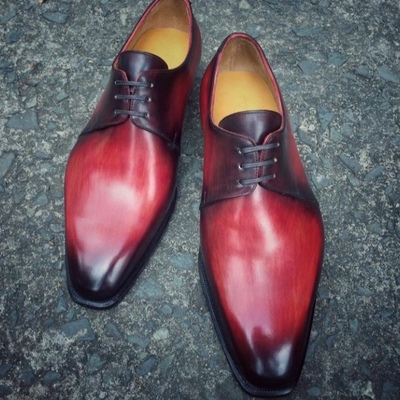 Awesome design two tone burgundy finishing lace up chukka shoes handmade men's shoes