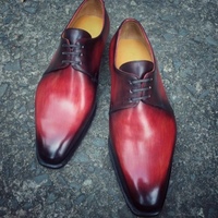 Awesome Design Two Tone Burgundy Finishing Lace Up Chukka Shoes Handmade Men's Shoes - Thumbnail 1