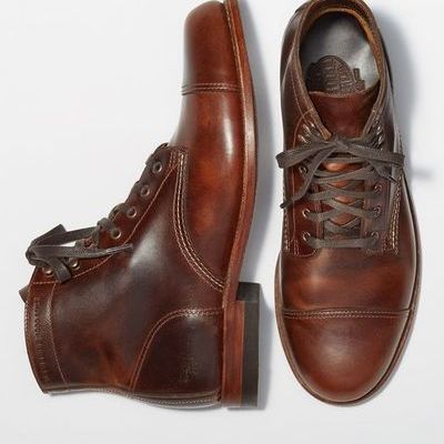 Handmade brown vintage cap toe lace up dress boot for men - Thumbnail 2